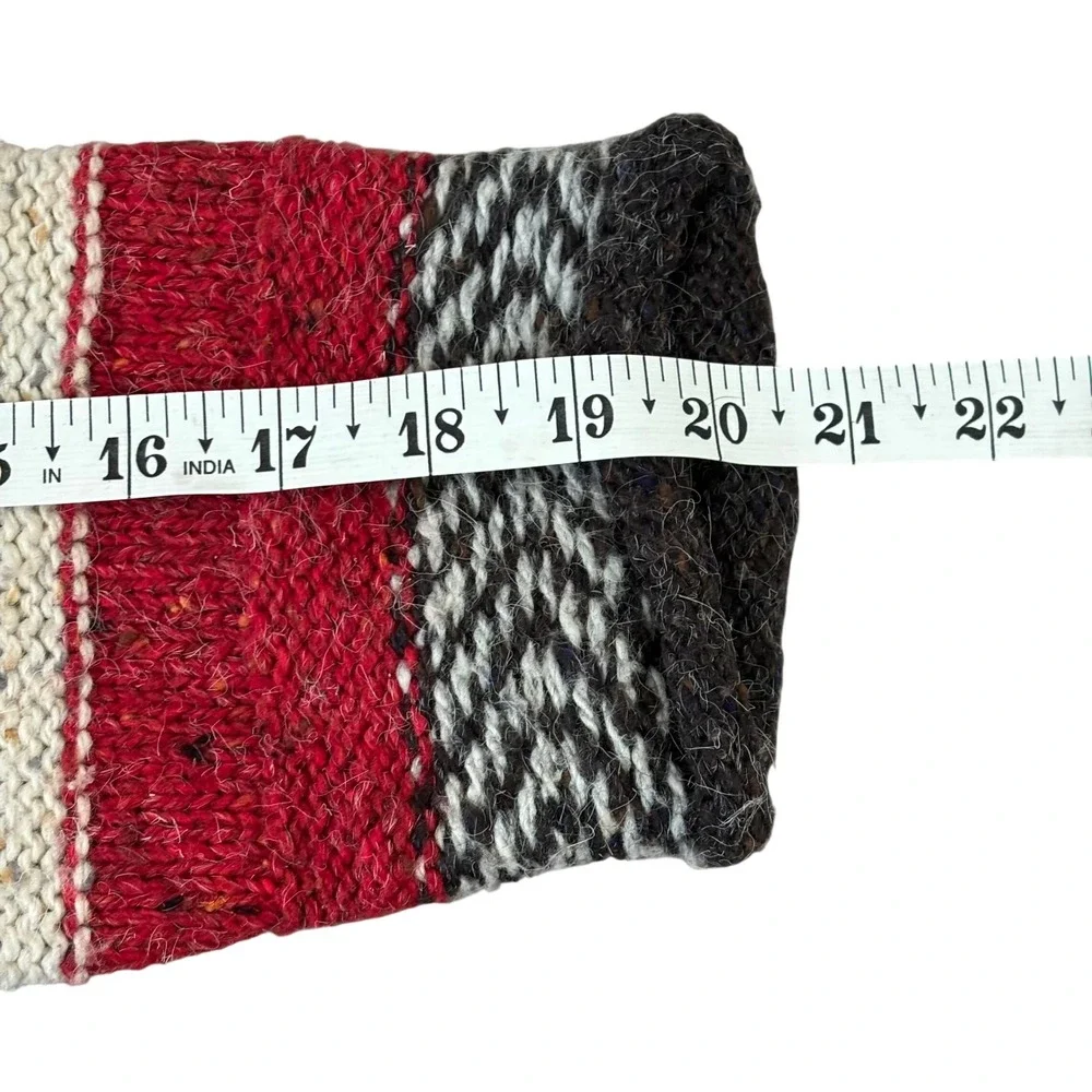 Vintage Best Authentic Men's Wool Blend Ski‎ Sweater Sz L Stripe Black White Red